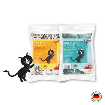 4cats Katzenspielzeug Klassik Raschelkissen mit Verpackung beide