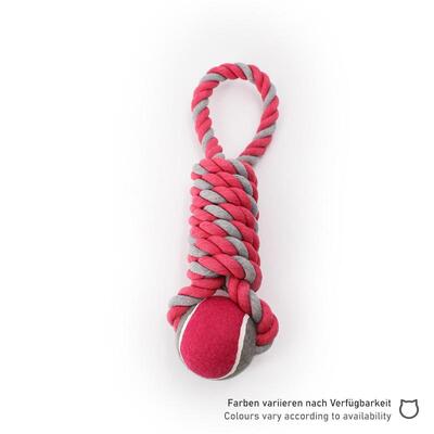 Spieltau mit Tennisball in der Größe L von Happy Pet Hinweis "Farben variieren nach Verfügbarkeit"