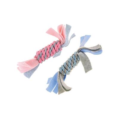 Little Rascals Fleece Seilspielzeug in den Farben blau und pink von Happy Pet