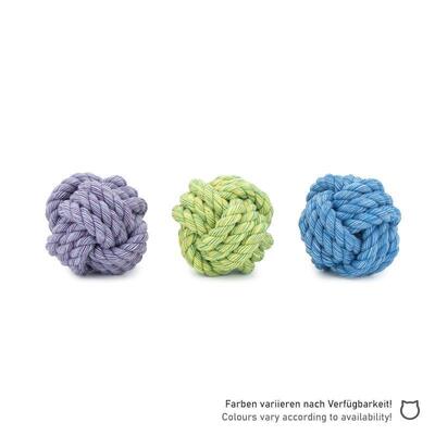 Alle Farben des Nuts for Knots Balls mit Beschriftung von Happy Pet