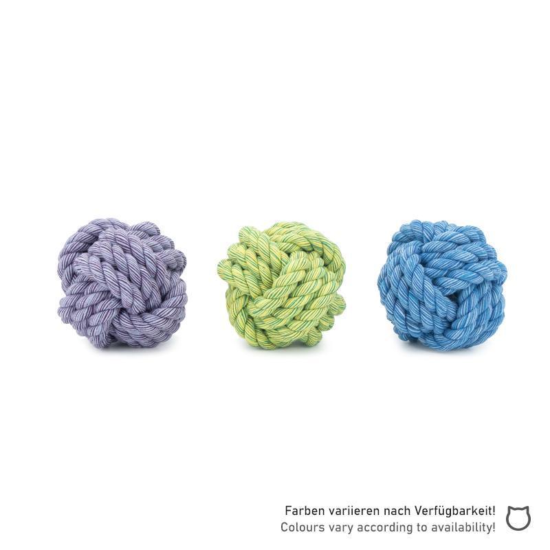 Alle Farben des Nuts for Knots Balls mit Beschriftung von Happy Pet