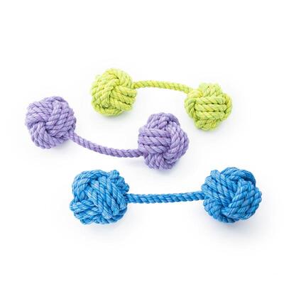 3 verschiedene Farben des Doppelballs Kingsize Nuts for Knots von Happy Pet