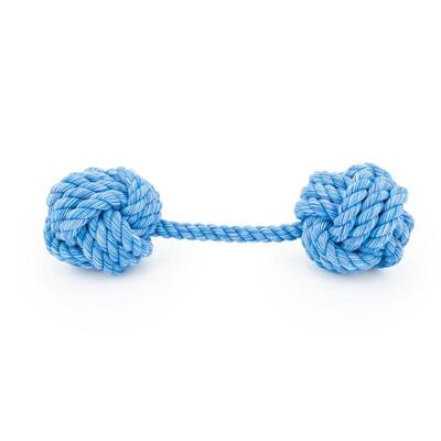 Frontansicht blauer Nuts for Knots Kingsize Doppelball von Happy Pet