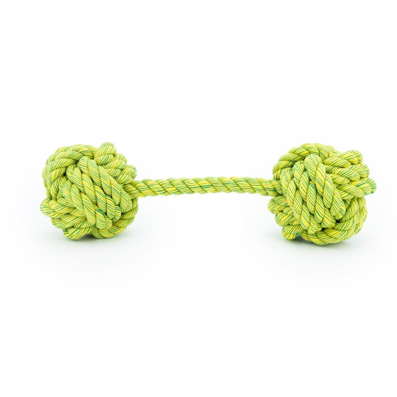 Frontansicht grüner Nuts for Knots Kingsize Doppelball von Happy Pet