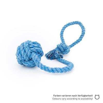 Einzelner, blauer Nuts for Knots Ball mit Schlaufe von Happy Pet