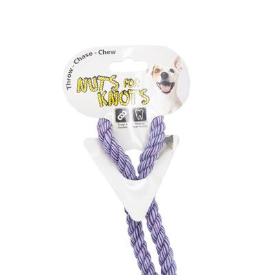 Einzelner, lilaner Nuts for Knots Ball mit Schlaufe von Happy Pet in Originalverpackung