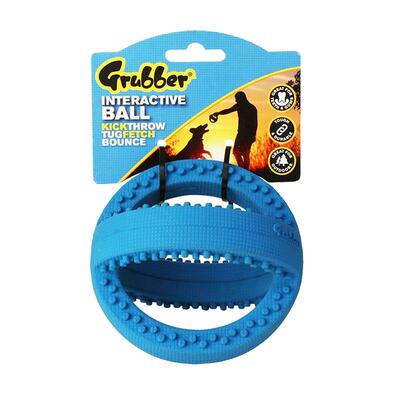 Interaktiver Fußball Grubber in den Maßen 12 cm x 12 cm x 12 cm in der Farbe blau von Happy Pet