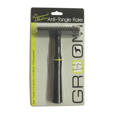 Schwarzer Kamm gegen verfilztes Haar von Happy Pet in den Maßen 19 x 11,5 x 5 cm in Originalverpackung