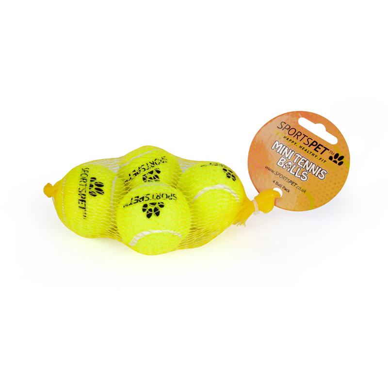 Tennisbälle Puppy 48 mm Ø ohne Quietscher von SPORTSPET 4er Pack in Originalverpackung