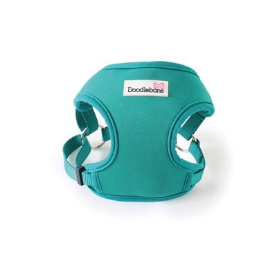 Blaugrünes Neopren Hundegeschirr Neoflex von Doodlebone® in frontaler Ansicht