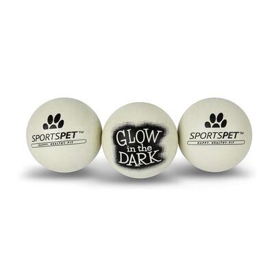 3er Set SPORTSPET High Bounce Bälle 60 mm Ø "glow in the dark" nachtleuchtend