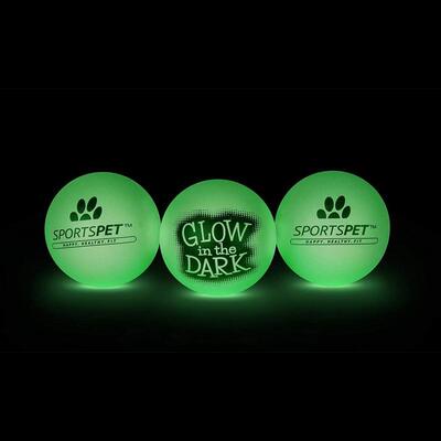 3er Set SPORTSPET High Bounce Bälle 60 mm Ø "glow in the dark" nachtleuchtend im Dunkeln