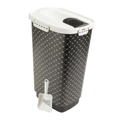 Futterbehälter + Schaufel 25 l Schwarz-Weiß von Rotho MyPet