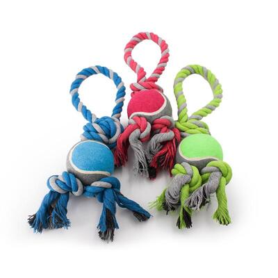 Alle 3 Farben des Nuts for Knots Spieltau mit Tennisball in der Größe L von Happy Pet