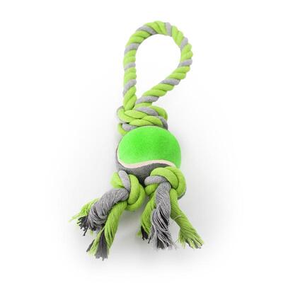 Grünes Nuts for Knots Spieltau mit Tennisball in der Größe L von Happy Pet