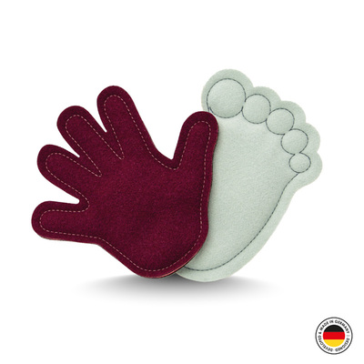 Katzenspielzeug-Doppelset aus Stoff - in Form von Hand und Fuß, in weiß und rot, Vorderansicht