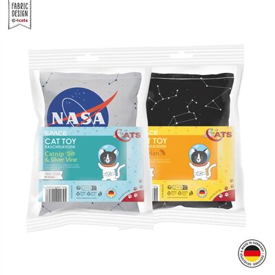 4cats Katzenspielzeug Space Kollektion Raschelkissen beide verpackt