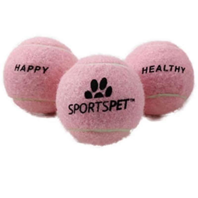SPORTSPET Ball für Hunde Tennis pink 3x