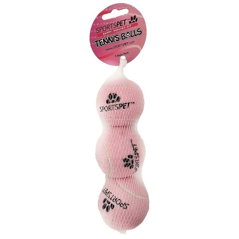 SPORTSPET Bälle für Hunde Tennis pink 3er in der Verpackung