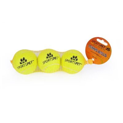 SPORTSPET Tennisball 3er Netz - 65 mm ohne Quietscher