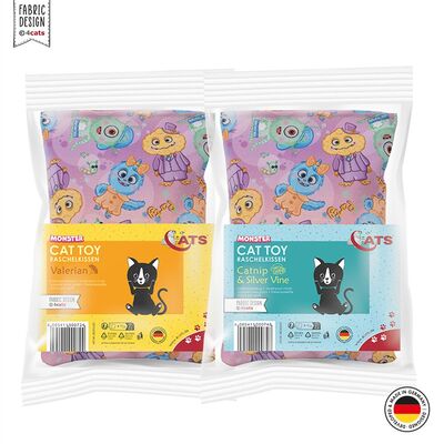 4cats Katzenspielzeug Monster Kollektion Raschelkissen beide verpackt