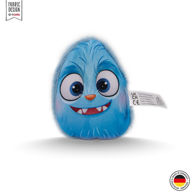 Katzenkissen im Design Monster, mit Kräutern gefüllt, blau mit Gesicht, Vorderansicht
