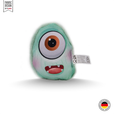 Katzenkissen im Design Monster, mit Kräutern gefüllt, grün mit Gesicht, Vorderansicht
