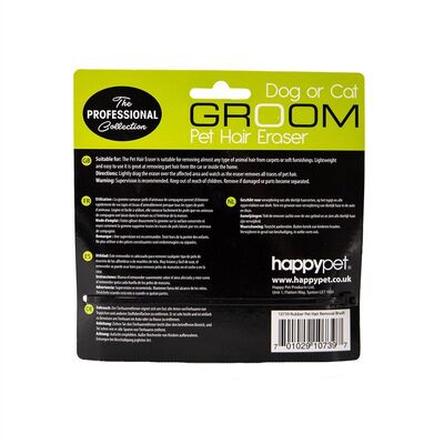 Happy Pet Groom Tierhaar Entferner in Verpackung Rückseite