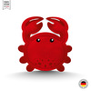 Katzenspielzeug aus Stoff, mit Kräutern gefüllt, in Form einer Krabbe, rot mit Augen, Vorderansicht