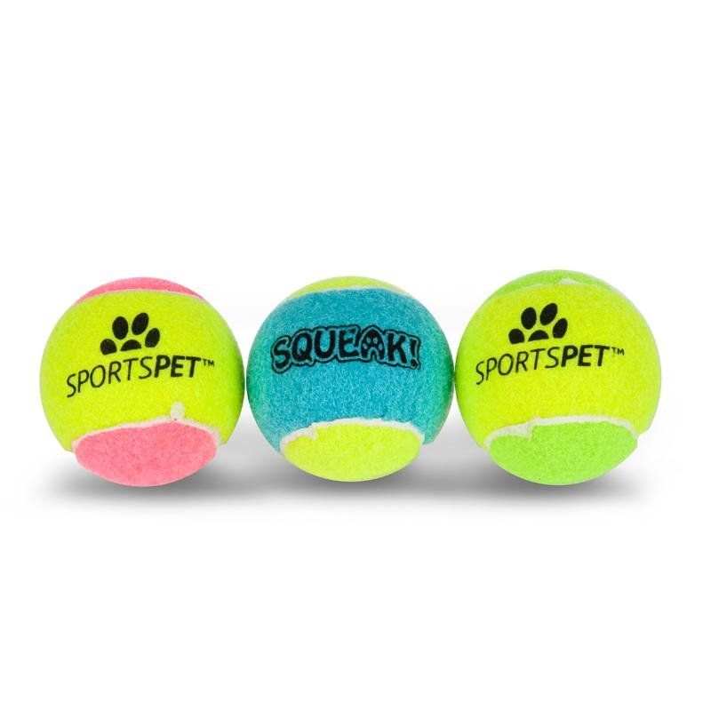 Hundespielzeug SPORTSPET Tennisball Colour 3 in einer Reihe