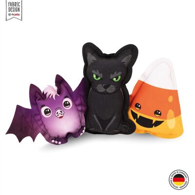 4cats Katzenspielzeug Halloween Kollektion Figuren - Bat - Cat - Candycorn w