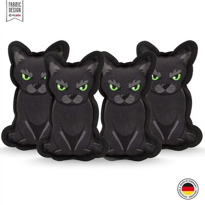 4cats Katzenspielzeug Halloween schwarze Katze Frontalansicht viermal w