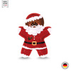 Katzenspielzeug aus Stoff in Form eines Lebkuchen-Weihnachtsmanns, Farbe rot mit weiß und braun, Vorderansicht