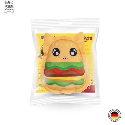 Katzenspielzeug 4cats Kawaii Food Kollektion Burger Verpackung Baldrian