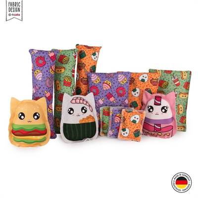 Katzenspielzeug 4cats Kawaii Kollektion Raschelkissen gesamte Kollektion praesentiert