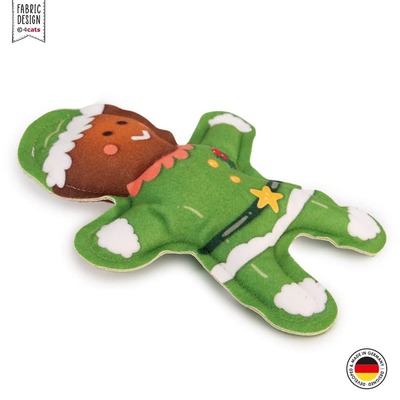 4cats Katzenspielzeug X-Mas Lebkuchenweihnachtself - Frontansicht liegend.