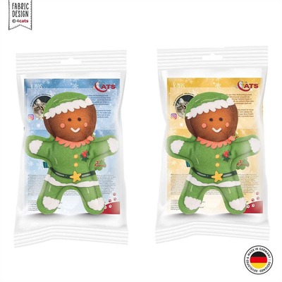 4cats Katzenspielzeug X-Mas Lebkuchenweihnachtself in Verpackung beide Sorten.