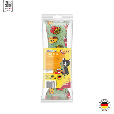 Katzenspielzeug 4cats Kawaii Kollektion Spielrolle Gruen mit Baldrian verpackt