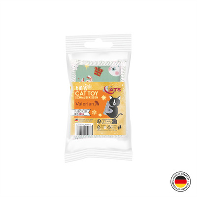 Katzenspielzeug 4cats X-Mas Schmusekissen verpackt mit Baldrian gefüllt