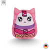 Spielfigur für Katzen aus Stoff, Design Bubble Tea Cat, Grundfarbe rosa, mit Gesicht, Vorderansicht