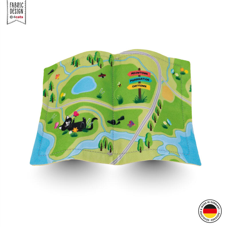 4cats Katzenspielzeug Lucy Kollektion Happiness fast vollständig aufgeklappt mit Made in Germany Logo unten rechts