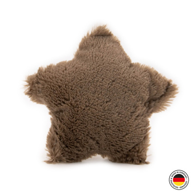 Plüschstern als Katzenspielzeug in der Farbe braun, Vorderansicht