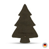 Katzenspielzeug in Tannenbaumform aus dunkelgrünem Stoff mit der Aufschrift Frohe Weihnachten, Vorderansicht
